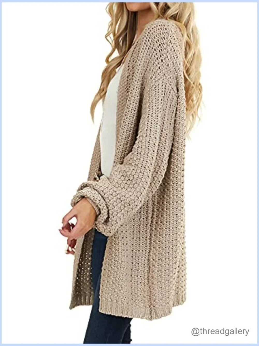 Chunky Knit Long Sleeve Open Front Cardigan Sweater